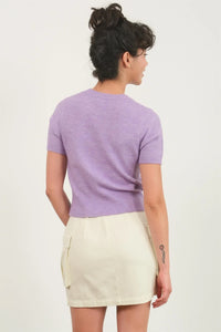 MARA SHORT SLEEVE KNIT SWEATER // LAVENDER