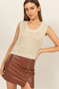 MARGOT METALLIC KNIT TOP // CREAM