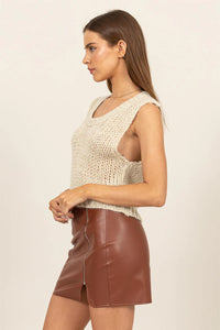 MARGOT METALLIC KNIT TOP // CREAM