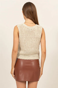 MARGOT METALLIC KNIT TOP // CREAM