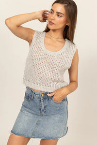 MARGOT METALLIC KNIT TOP // GREY