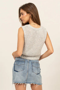 MARGOT METALLIC KNIT TOP // GREY