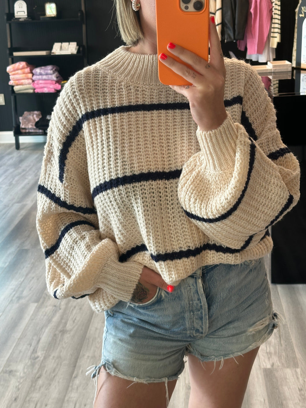 MADI STRIPED SWEATER // CREAM