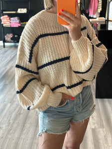 MADI STRIPED SWEATER // CREAM