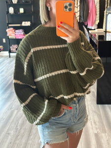 MADI STRIPED SWEATER // OLIVE