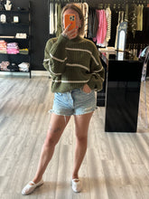 Load image into Gallery viewer, MADI STRIPED SWEATER // OLIVE