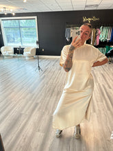Load image into Gallery viewer, BIANCA SATIN T-SHIRT DRESS // CHAMPAGNE